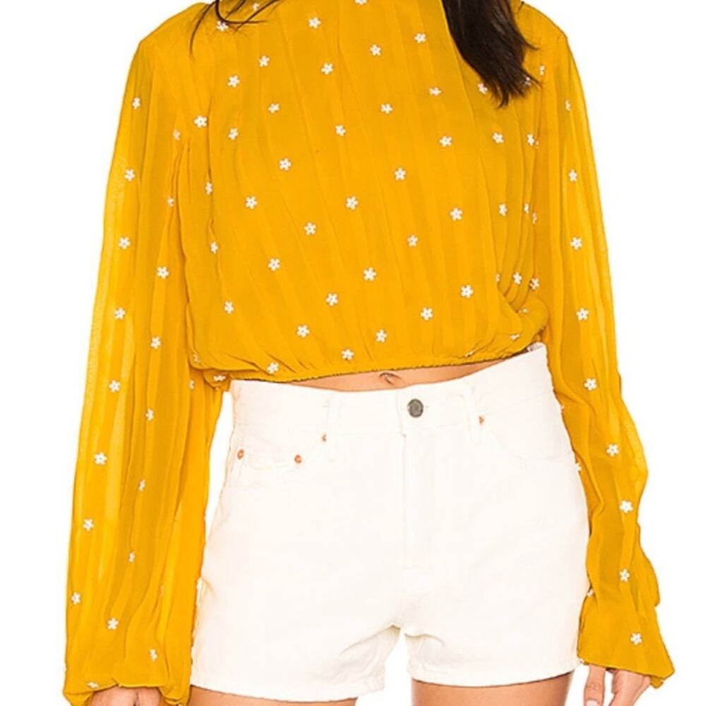 Beach Riot Marigold Yellow Sequin Flower Maddy Top NWT